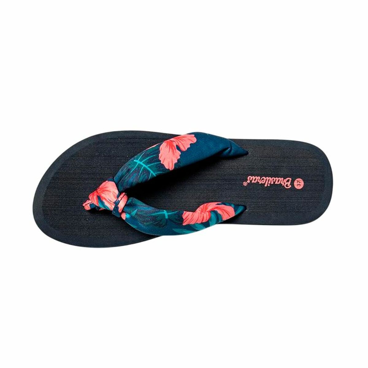 Women’s Flip Flops Brasileras Hibiscus Nudo Fuchsia Black