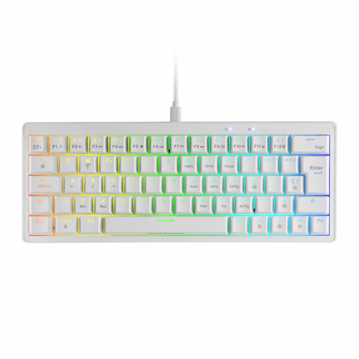 Gaming Keyboard Mars Gaming MKMINIPROWYES White Qwerty US Gaming Keyboard Mars Gaming MKMINIPROWYES White Qwerty US