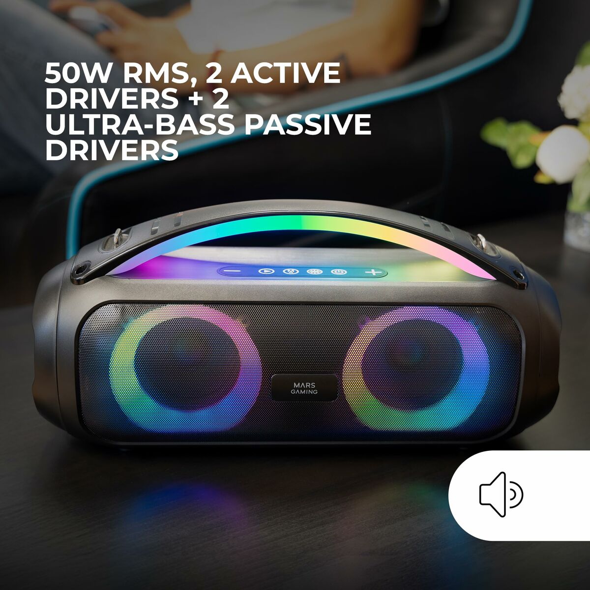 Portable Bluetooth Speakers Mars Gaming MSPULSE Black 4 W 50 W