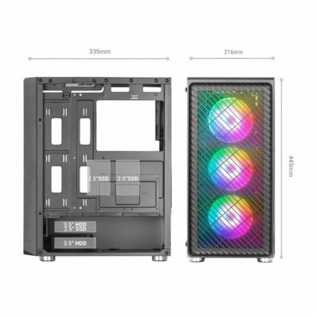 ATX Semi-tower Box Mars Gaming MCF Black