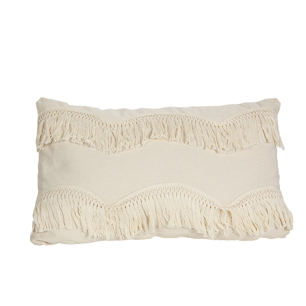 Cushion Romimex White With tassles 30 x 10 x 50 cm Cushion Romimex White With tassles 30 x 10 x 50 cm