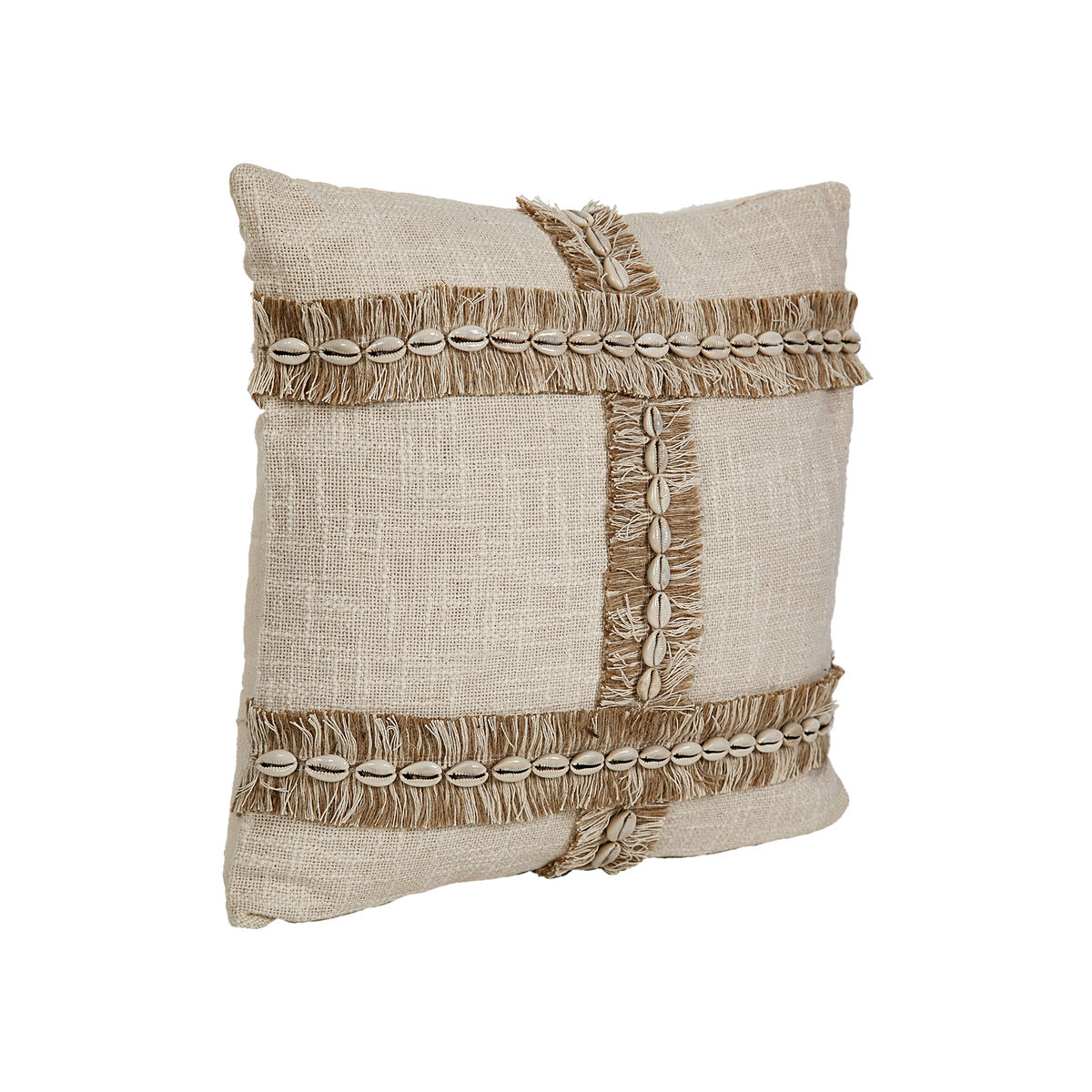Cushion Romimex Beige Cotton Shells 45 x 8 x 45 cm Cushion Romimex Beige Cotton Shells 45 x 8 x 45 cm