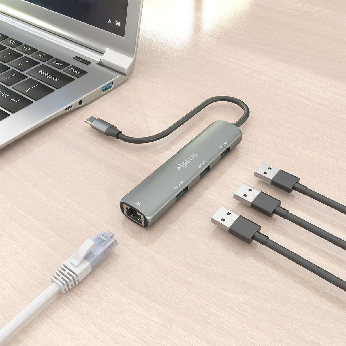 USB Hub Aisens ASUC-4P038-GR Grey