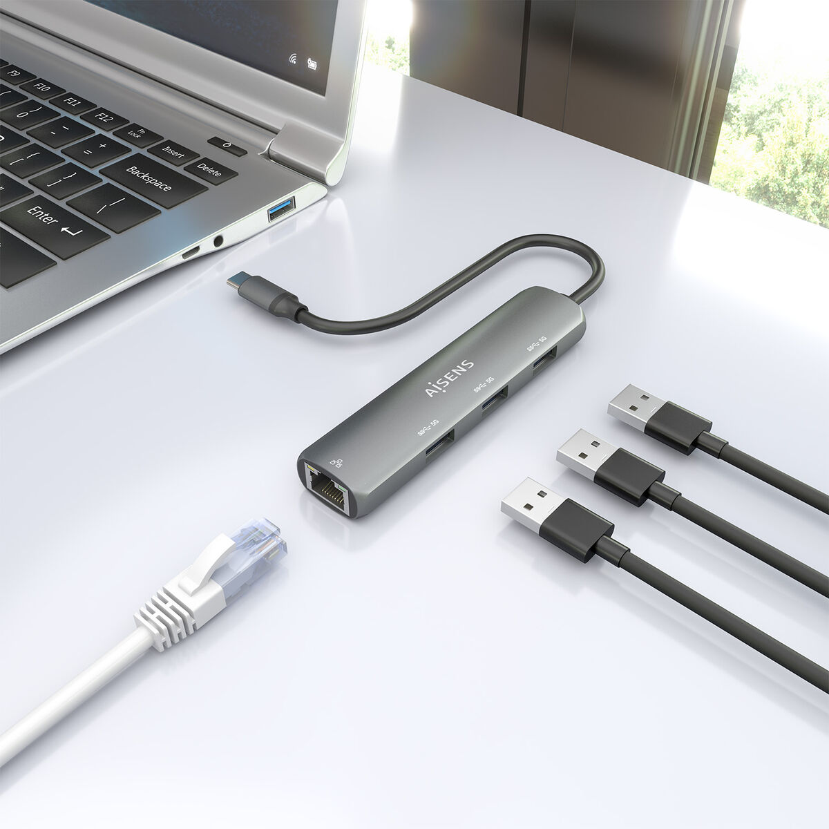 USB Hub Aisens ASUC-4P038-GR Grey