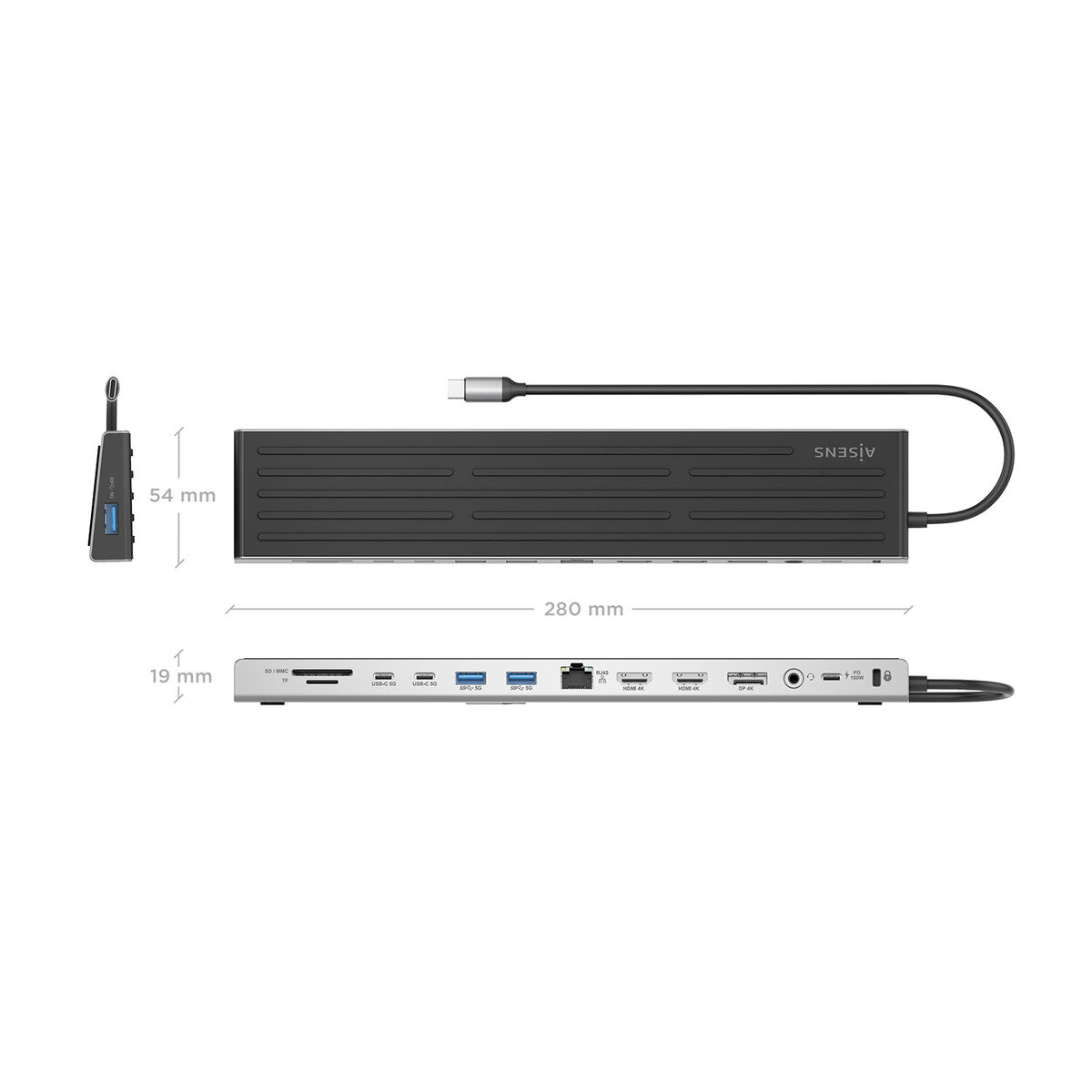 USB Hub Aisens ASUC-13P042-GR Grey