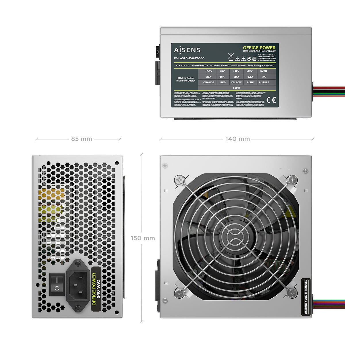 Power supply Aisens ASPC-500ATX-SEO ATX 500 W 50 W