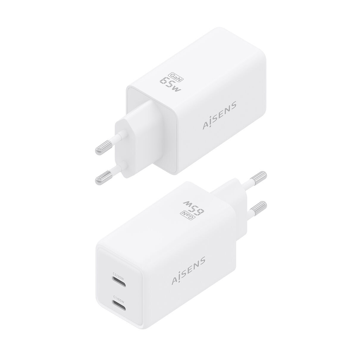 Wall Charger Aisens ASCH-65W2P078-W White 65 W