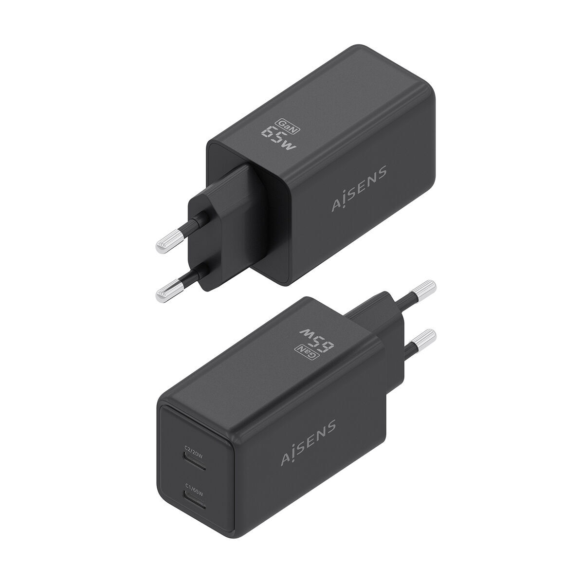 Wall Charger Aisens ASCH-65W2P079-BK Black 65 W