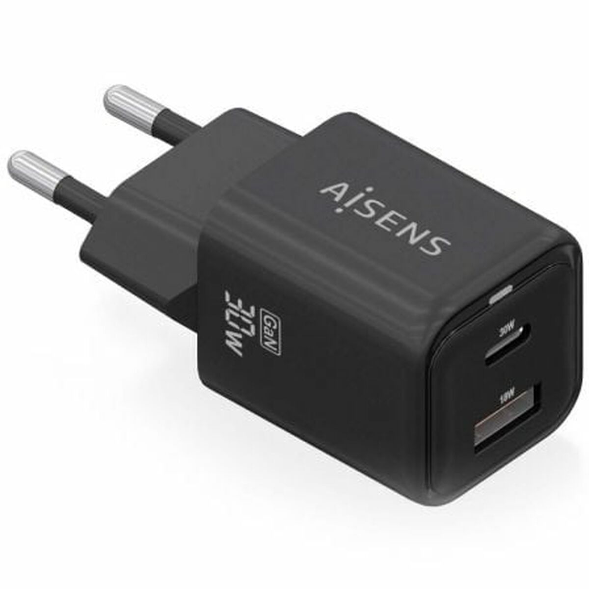 Wall Charger Aisens ASCH-30W2P021-BK Black 30 W (1 Unit) Wall Charger Aisens ASCH-30W2P021-BK Black 30 W (1 Unit)