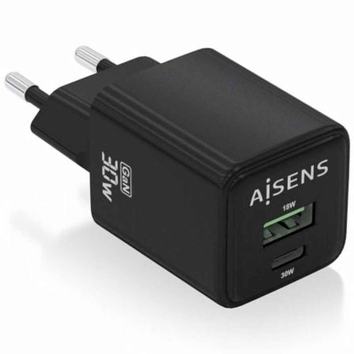 Wall Charger Aisens ASCH-30W2P038-BK Black 30 W (1 Unit) Wall Charger Aisens ASCH-30W2P038-BK Black 30 W (1 Unit)