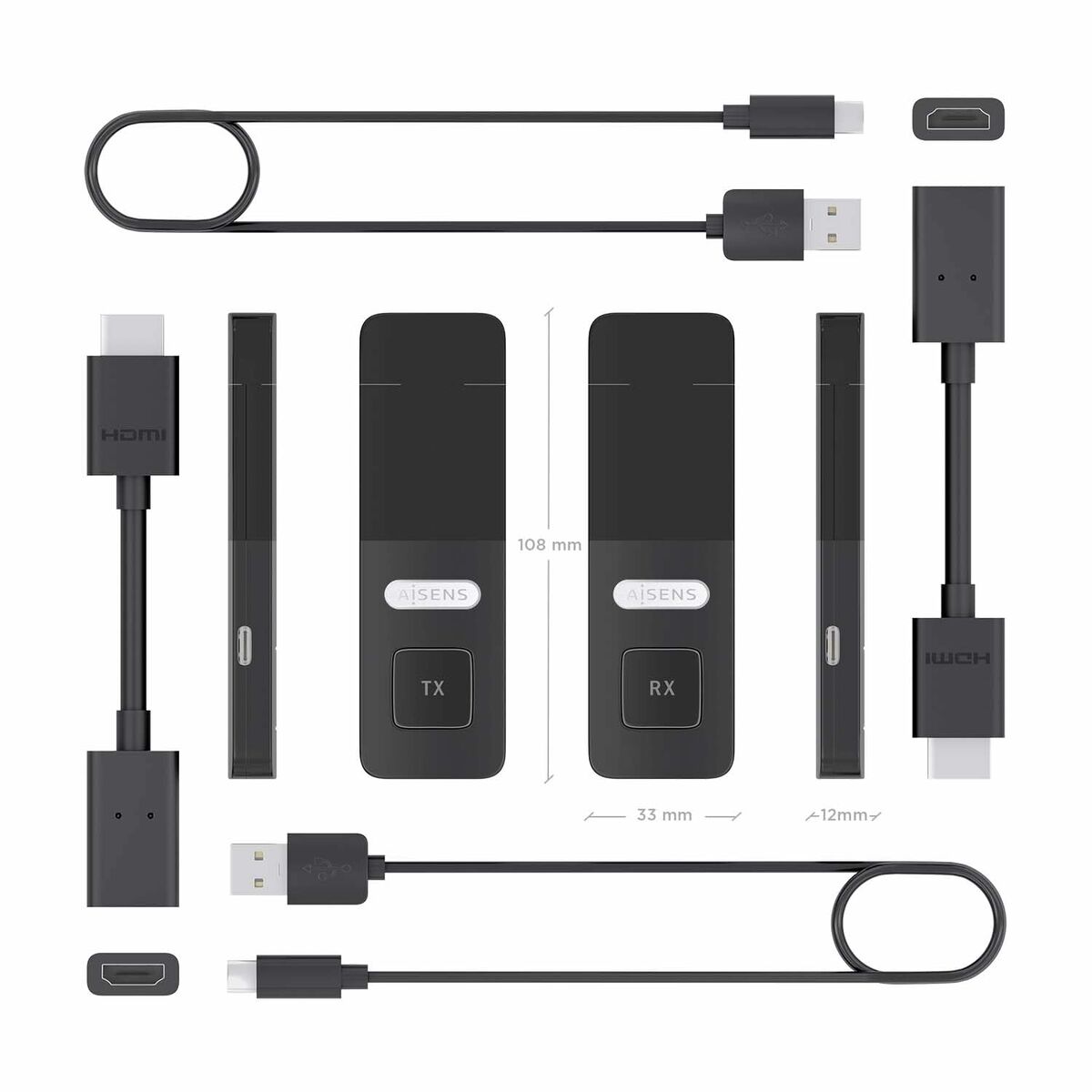 HDMI Adapter Aisens ASWL-H2K30M001-BK Black