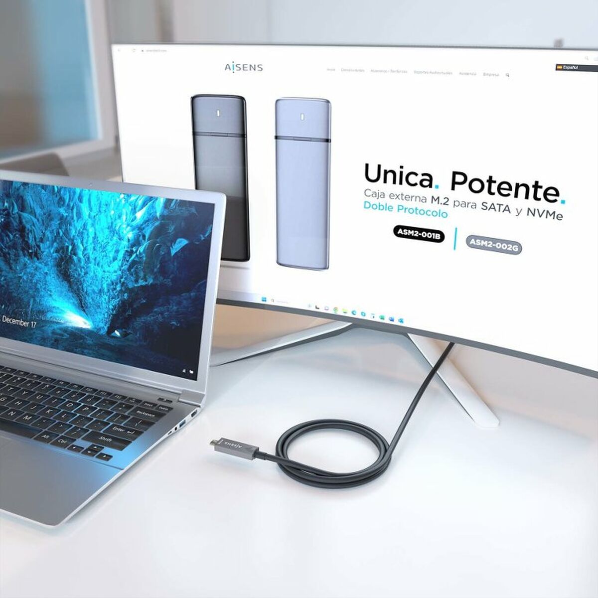 USB-C Cable Aisens A157-0883 Black 15 m