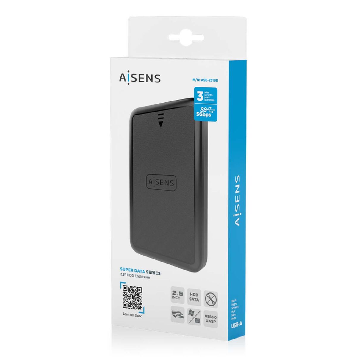 External Hard Drive Aisens ASE-2519B Black