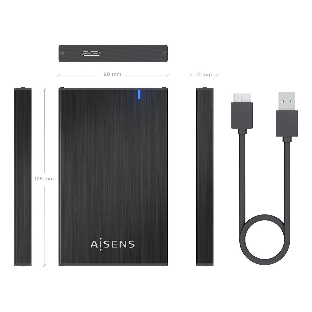 External Box Aisens ASE-2527B Black 2,5″