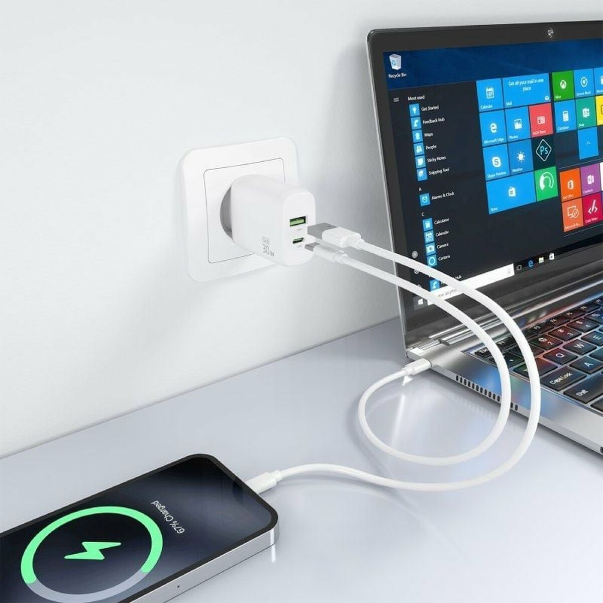 Wall Charger Aisens A110-0923 White 30 W