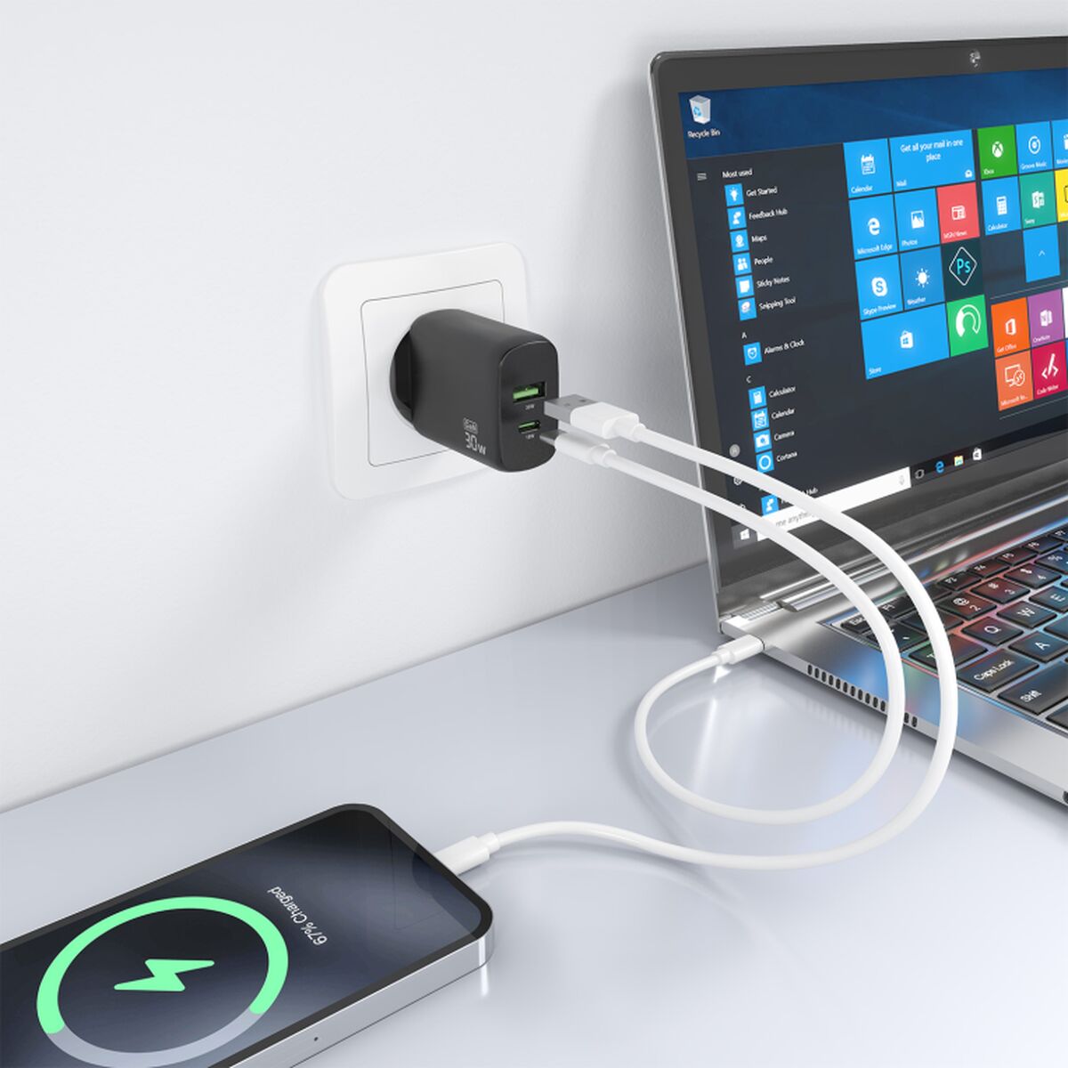 Wall Charger Aisens A110-0924 Black 33 W 50 W