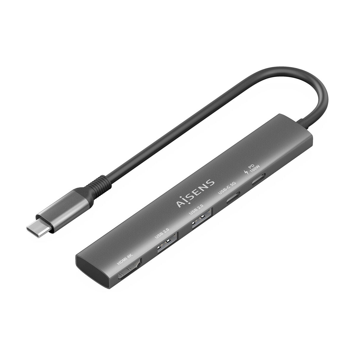 USB Hub Aisens USB-C DOCK 5 EN 1 GRIS Grey 100 W