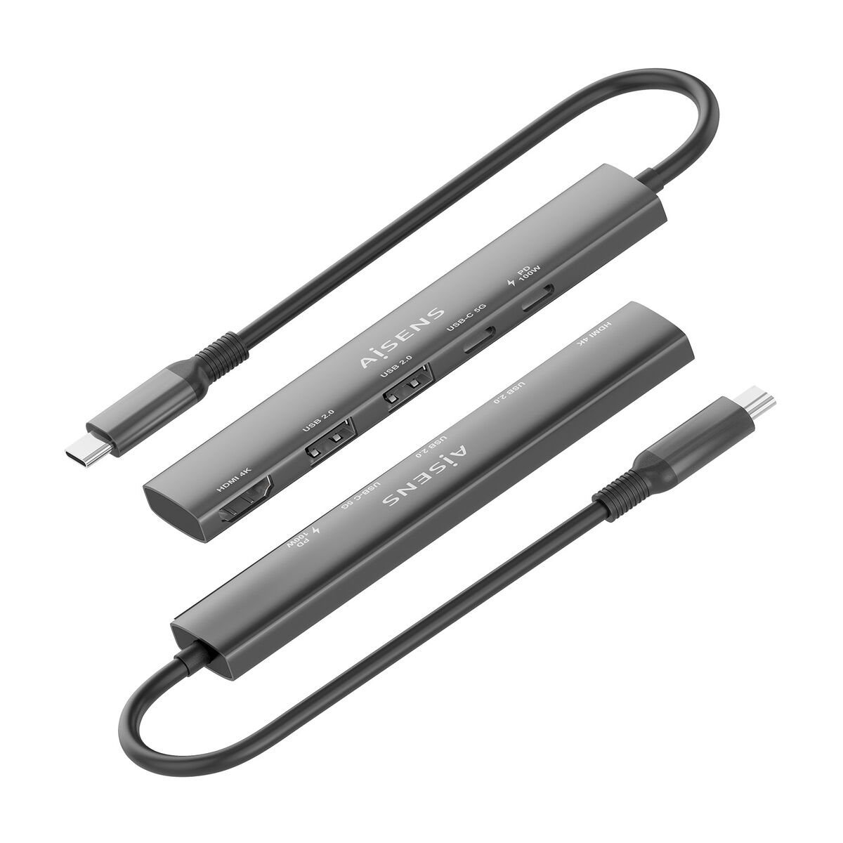 USB Hub Aisens USB-C DOCK 5 EN 1 GRIS Grey 100 W