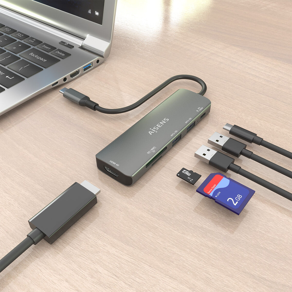 USB Hub Aisens USB-C DOCK 6 EN 1 GRIS Grey 100 W