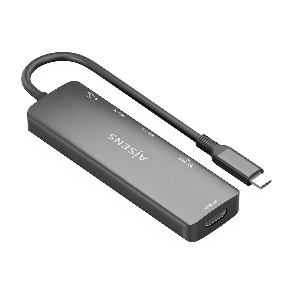 USB Hub Aisens USB-C DOCK 6 EN 1 GRIS Grey 100 W