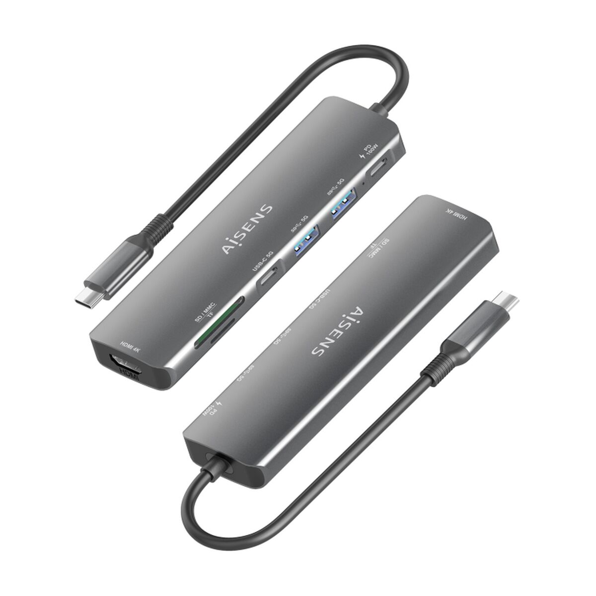 USB Hub Aisens 7 EN 1 Grey 100 W