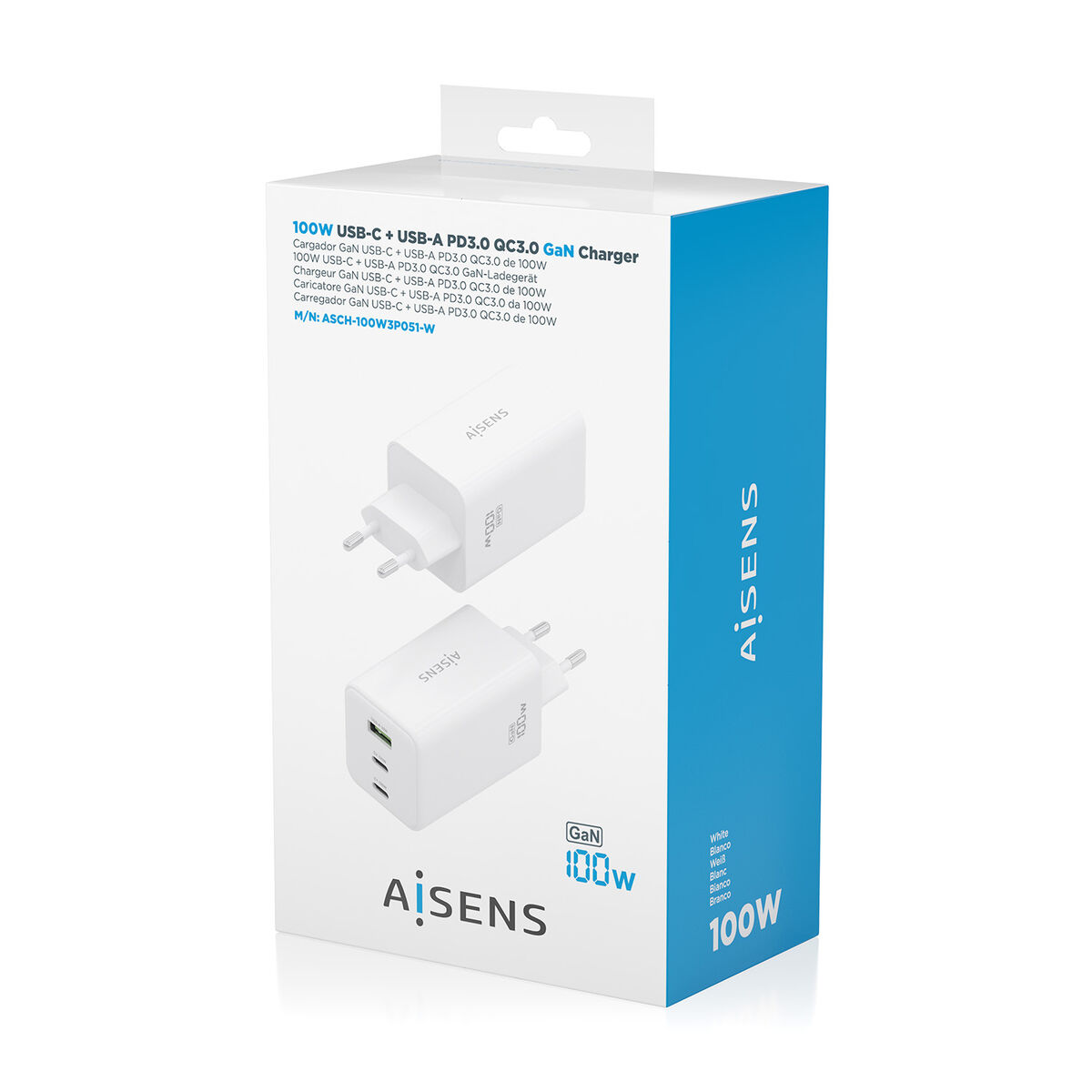 Wall Charger Aisens GAN White 100 W