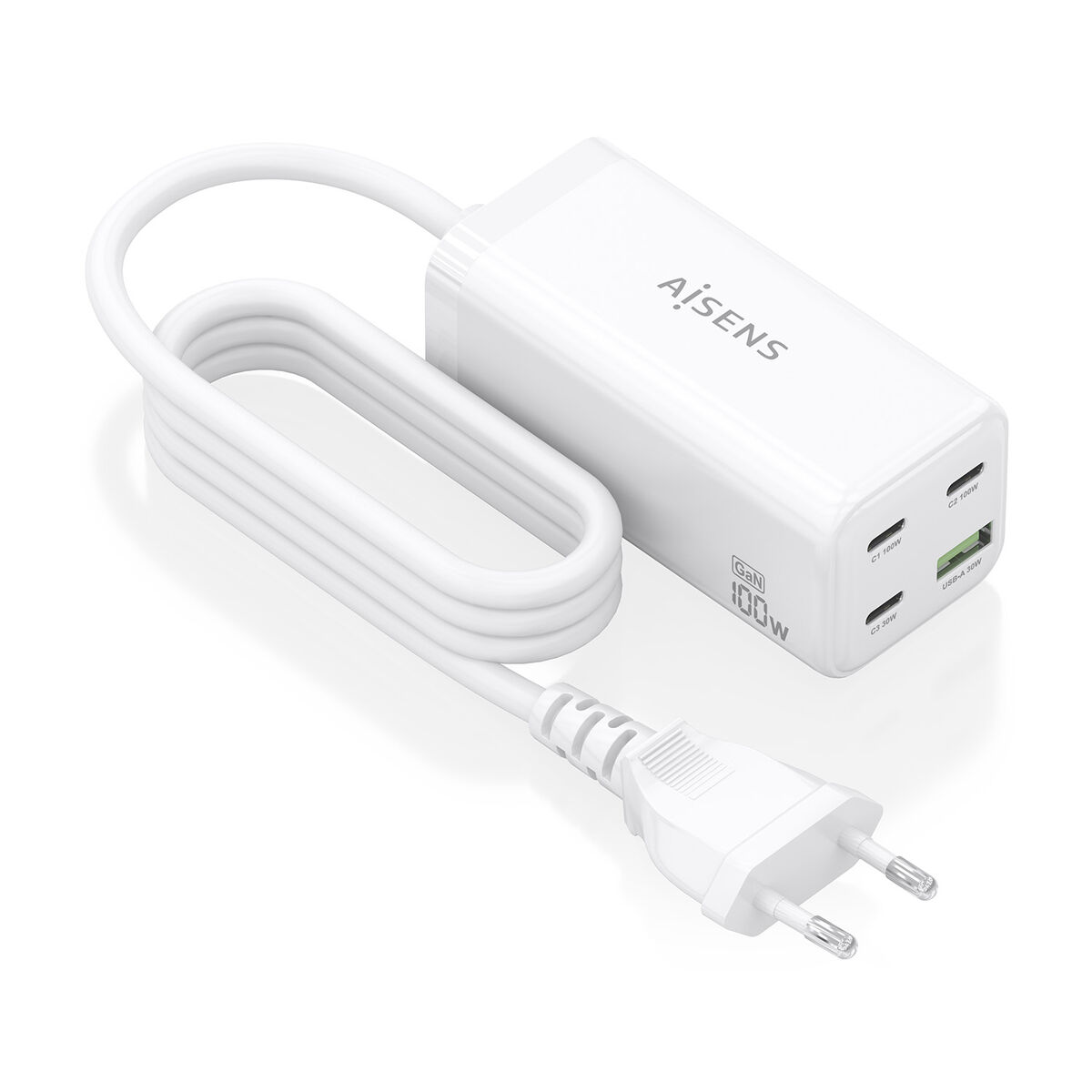 Wall Charger Aisens GAN White 100 W