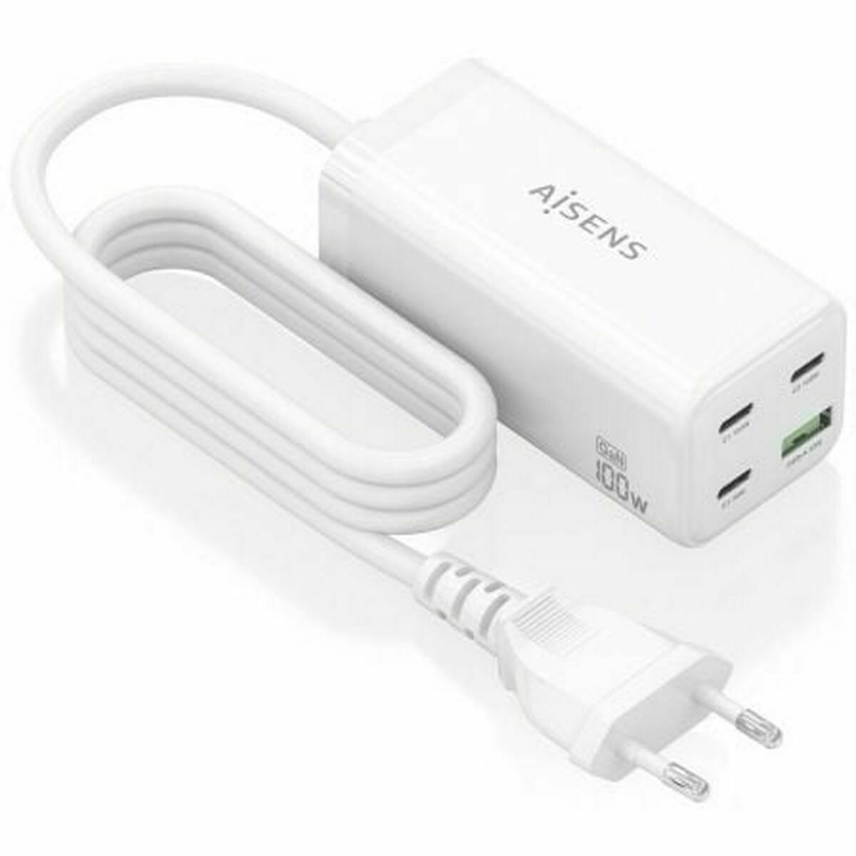 Wall Charger Aisens GAN White 100 W Wall Charger Aisens GAN White 100 W