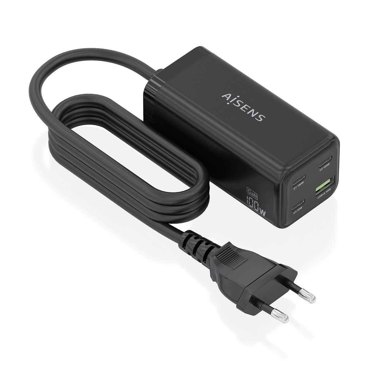 Wall Charger Aisens GAN Black 100 W