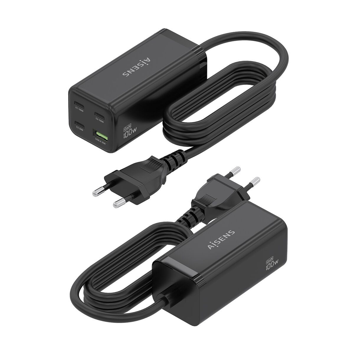 Wall Charger Aisens GAN Black 100 W