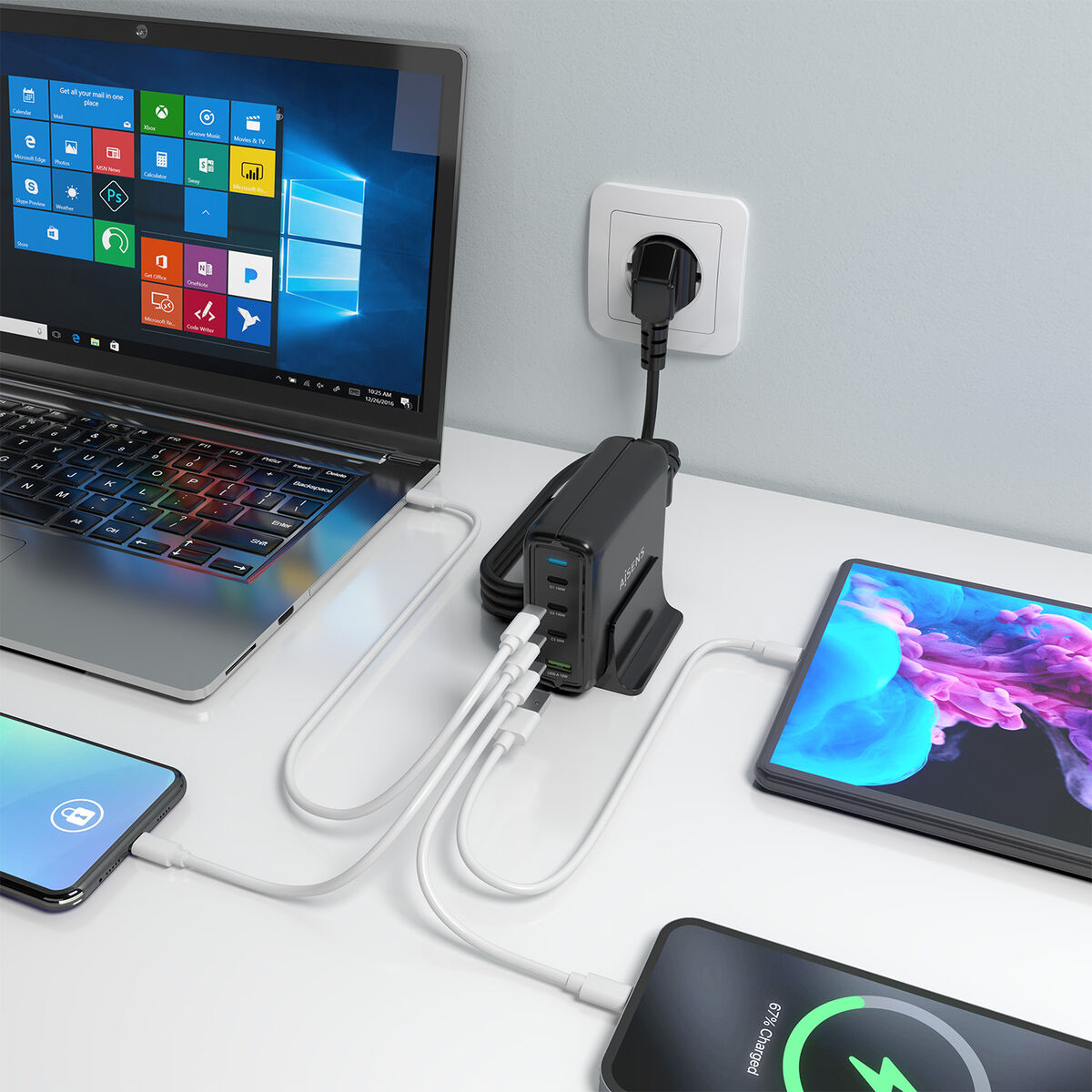 Wall Charger Aisens GAN Black 140 W 50 W