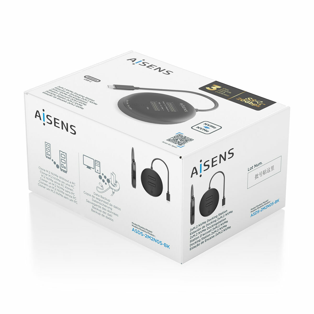 Charging base Aisens ASDS-2M2N05-BK Black Charging base Aisens ASDS-2M2N05-BK Black