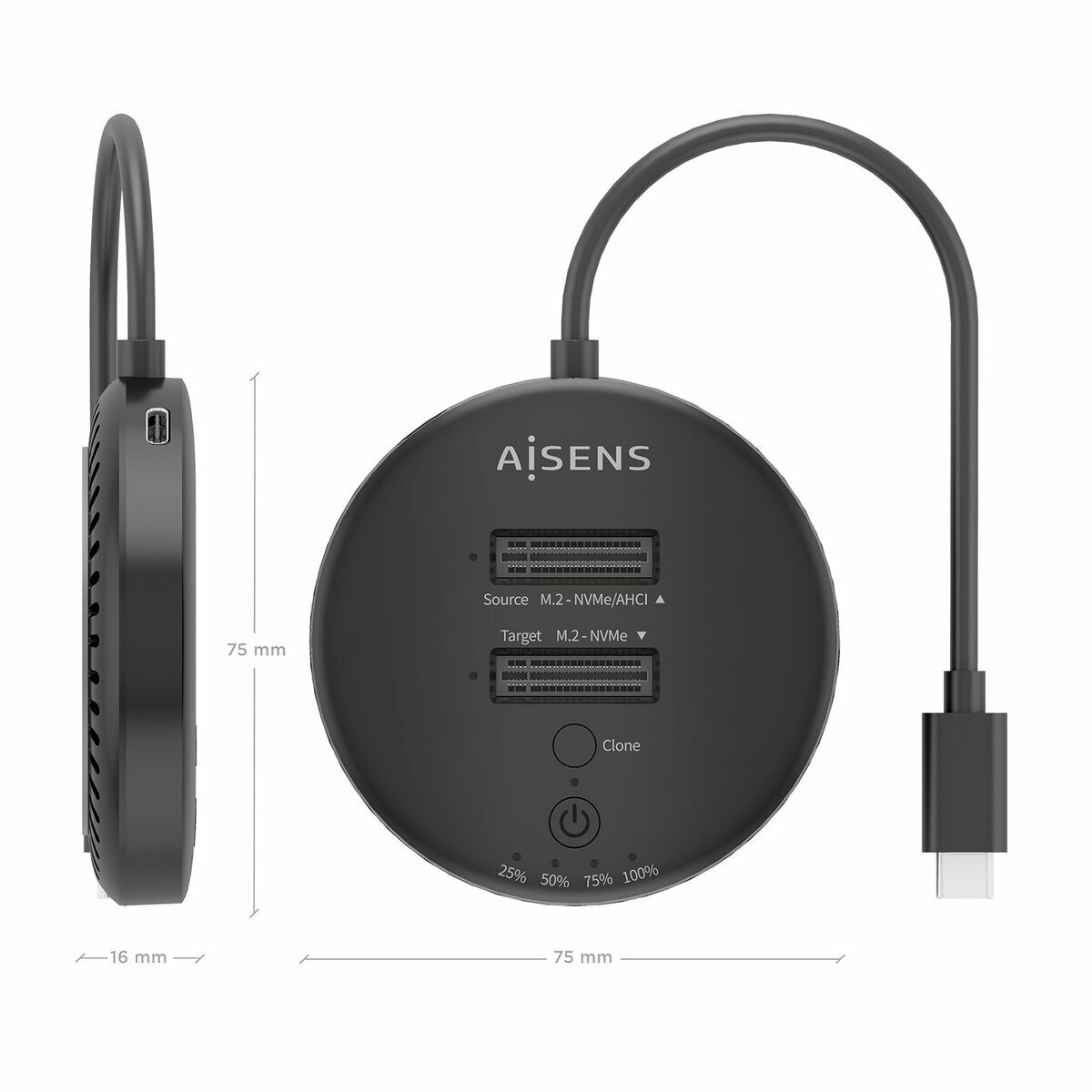 Charging base Aisens ASDS-2M2N05-BK Black
