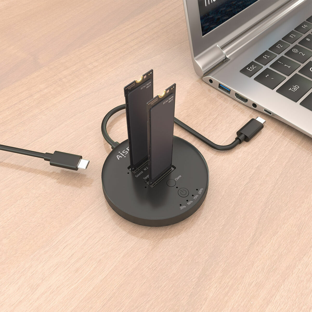 Charging base Aisens DOUBLE BAY Black 50 W