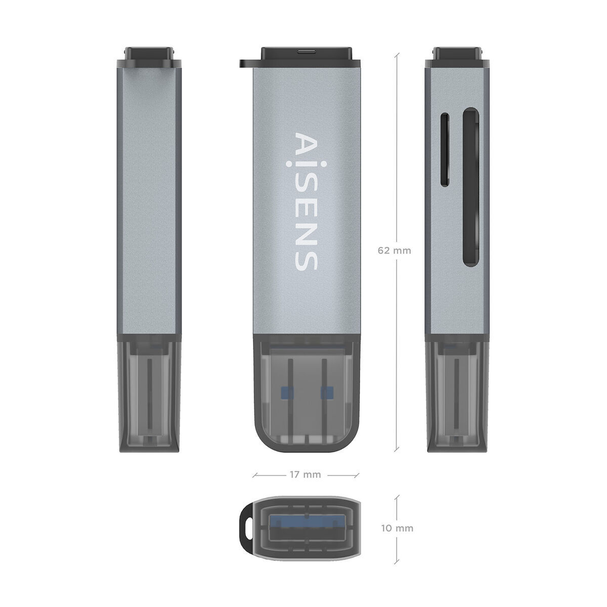 Card Reader Aisens ASCR-2A09-GR Grey