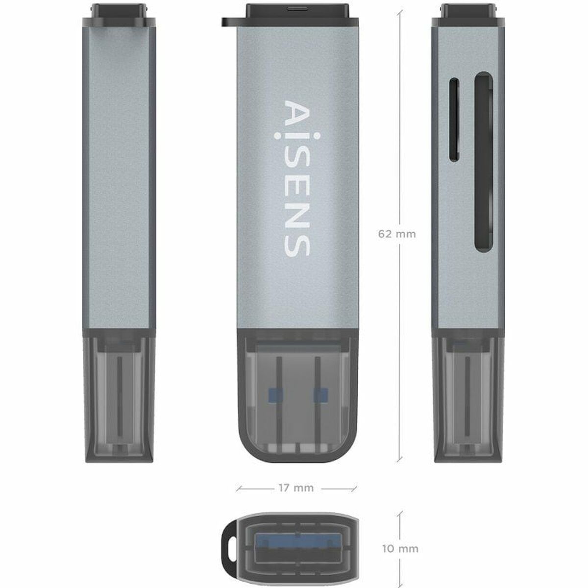 Card Reader Aisens ASCR-2A09-GR Grey