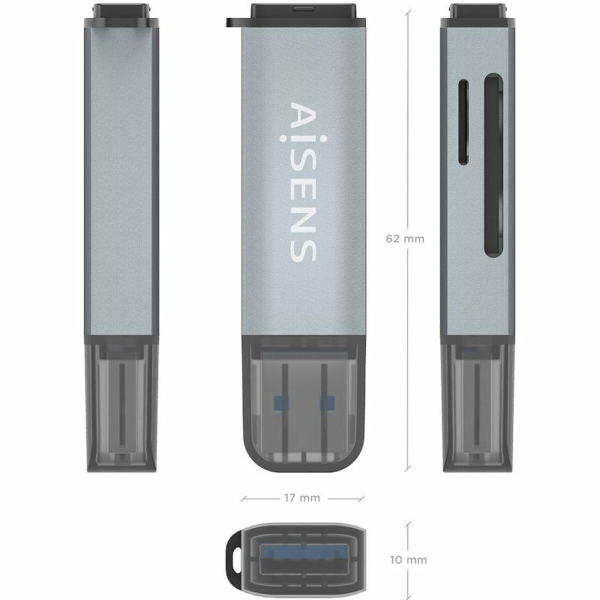 Card Reader Aisens ASCR-2A09-GR Grey