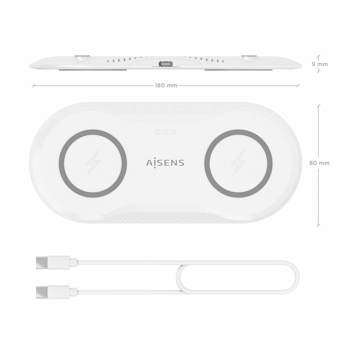 Cordless Charger Aisens ASCH-15W2WC059-W White 50 W