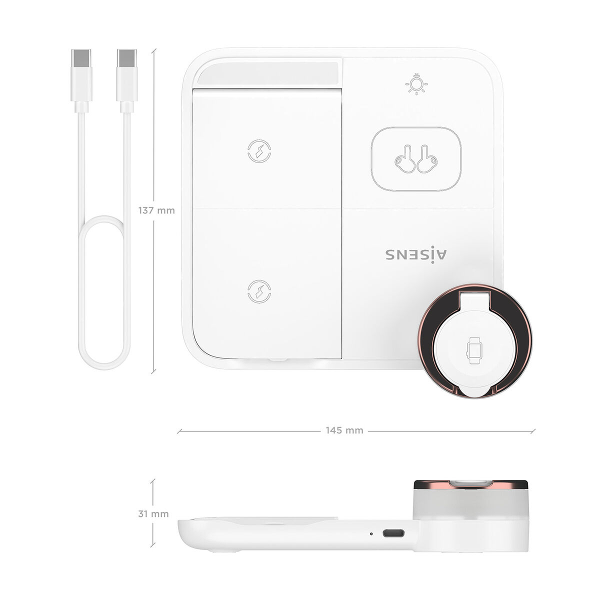 Cordless Charger Aisens ASCH-15W4WC061-W Cordless Charger Aisens ASCH-15W4WC061-W