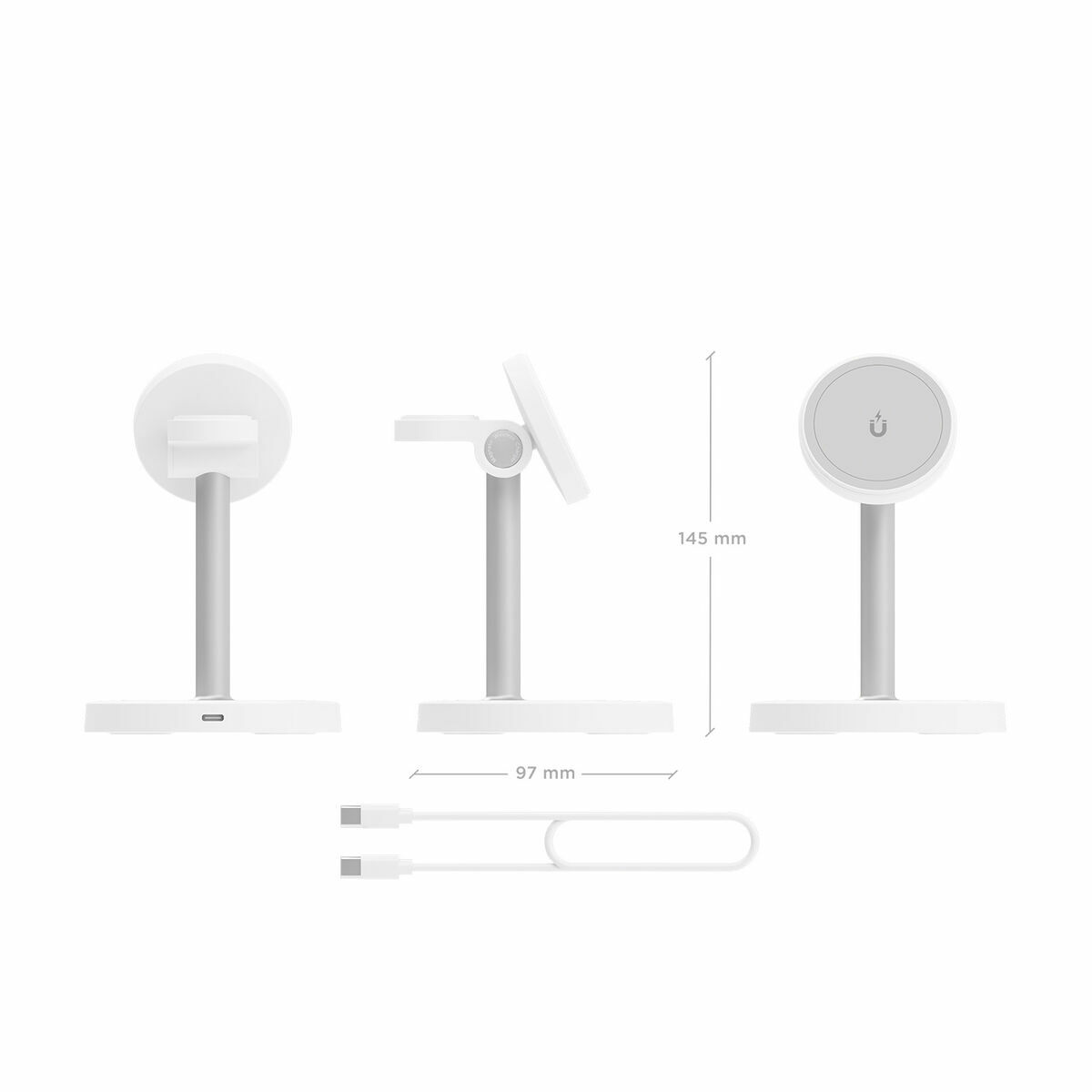 Cordless Charger Aisens USB-C 3IN1 15WACCS White 15 W 50 W