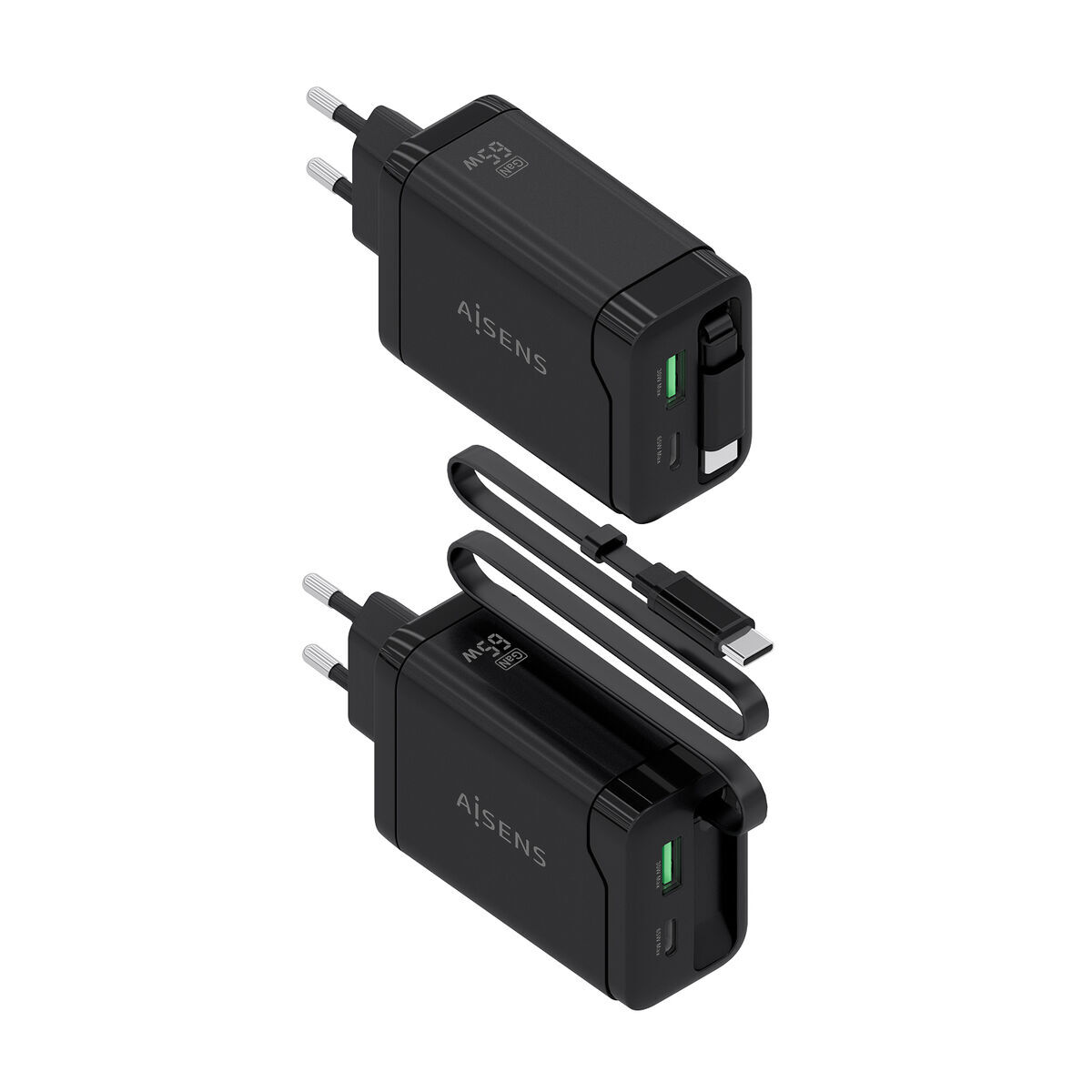 Wall Charger Aisens ASCH-65W3P071-BK Black