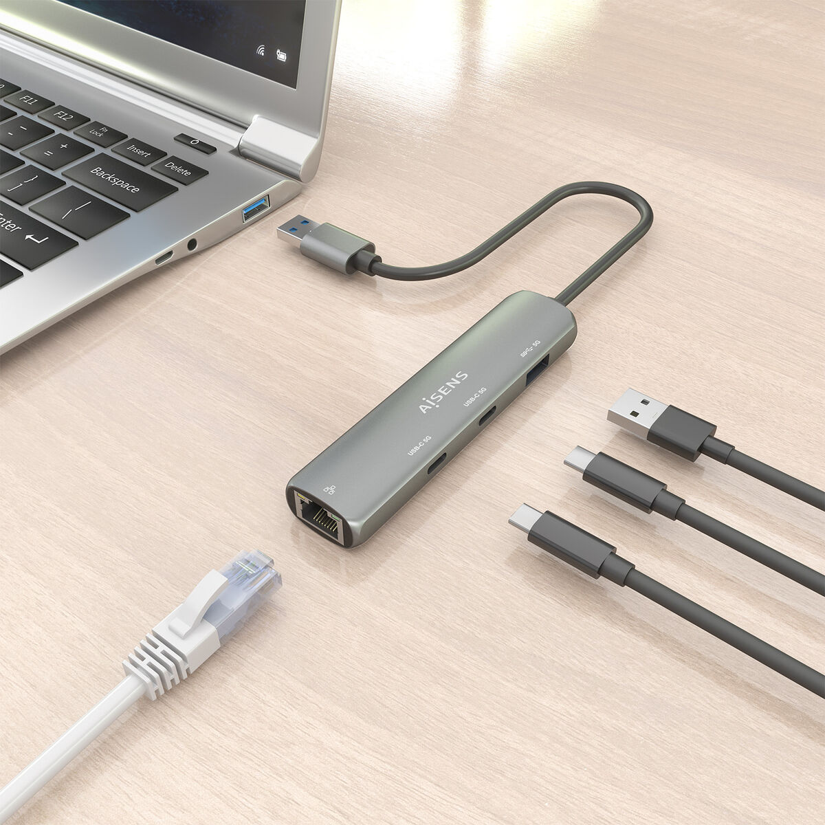 USB Hub Aisens ASUC-4P036-GR Grey
