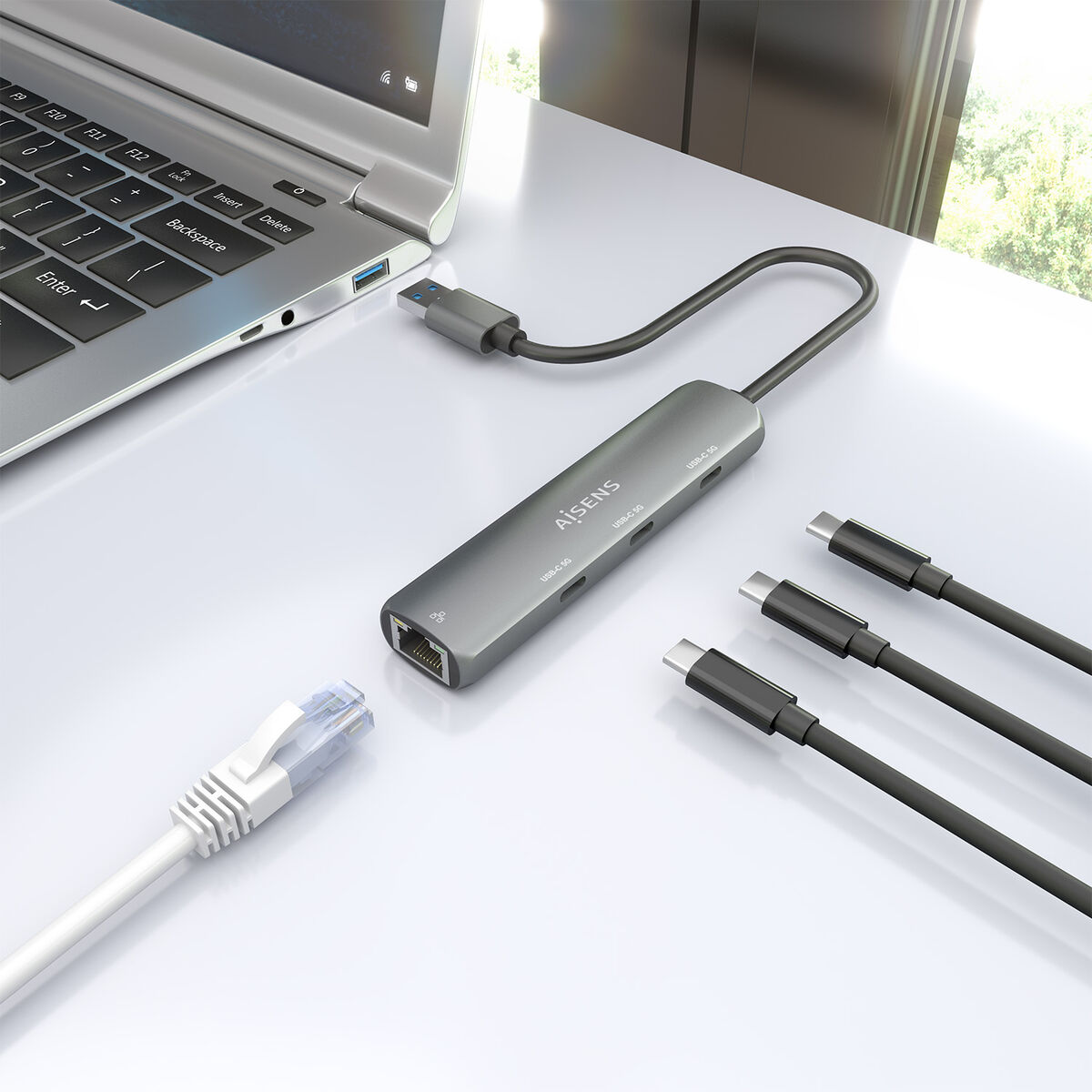 USB Hub Aisens ASUC-4P037-GR Grey