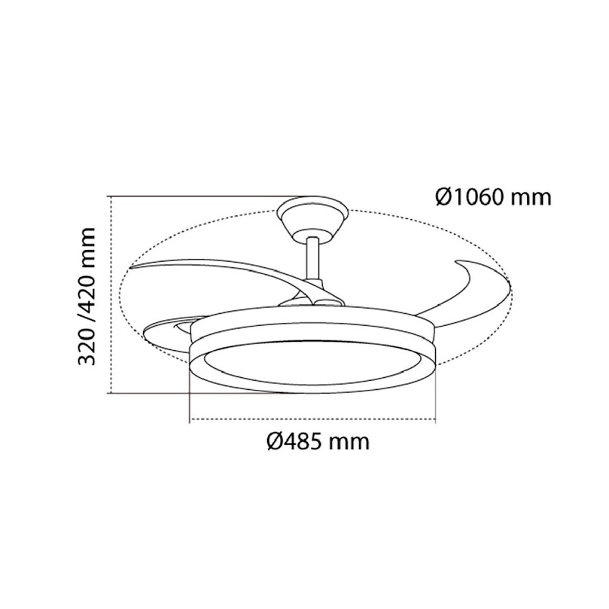 Ceiling Fan CristalRecord EVO RETRAC Transparent 72 W