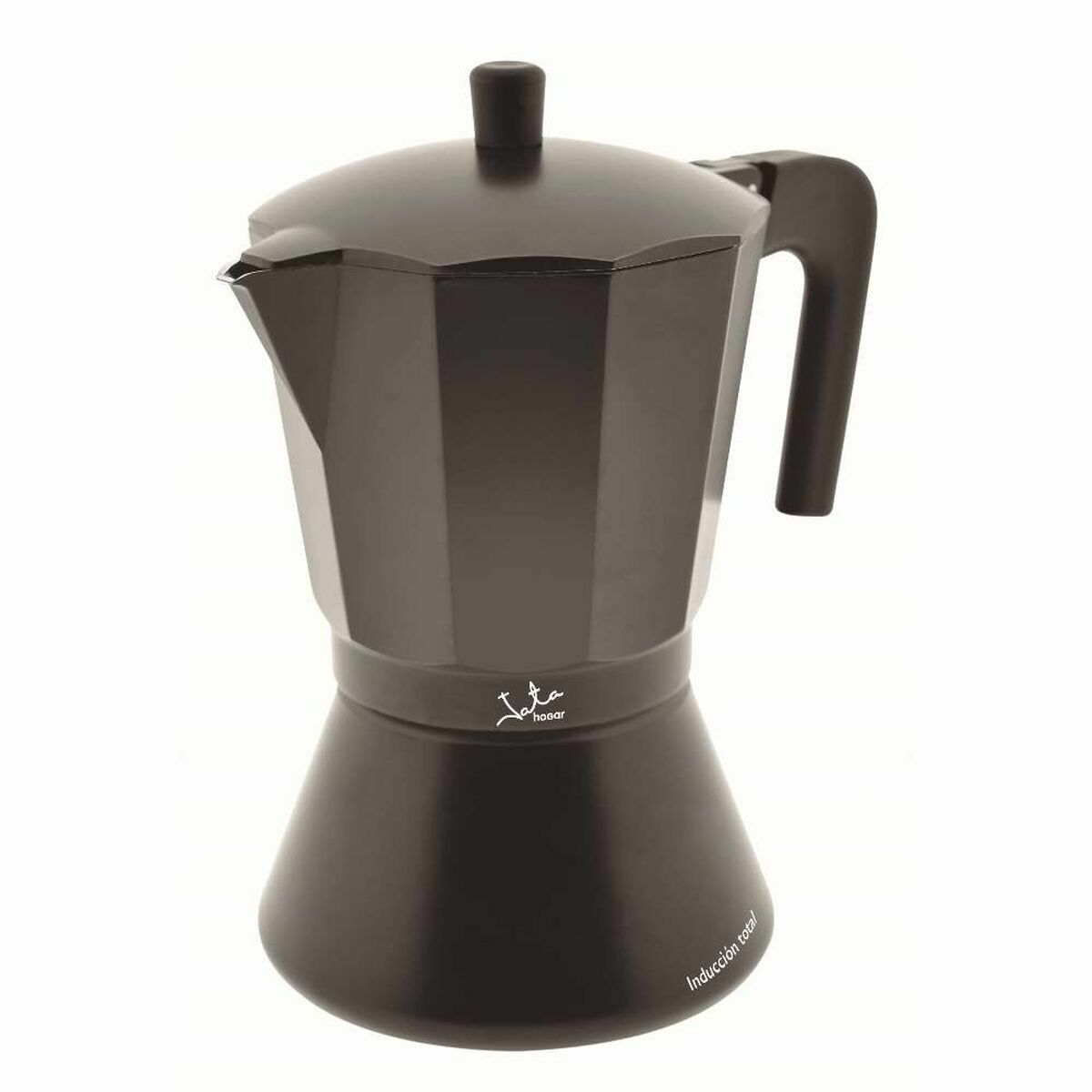 Italian Coffee Pot JATA CFI9 Black Aluminium 9 Cups Italian Coffee Pot JATA CFI9 Black Aluminium 9 Cups