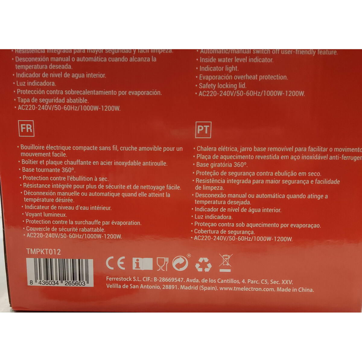 Kettle TM Electron Stainless steel 1000 W 1,2 L