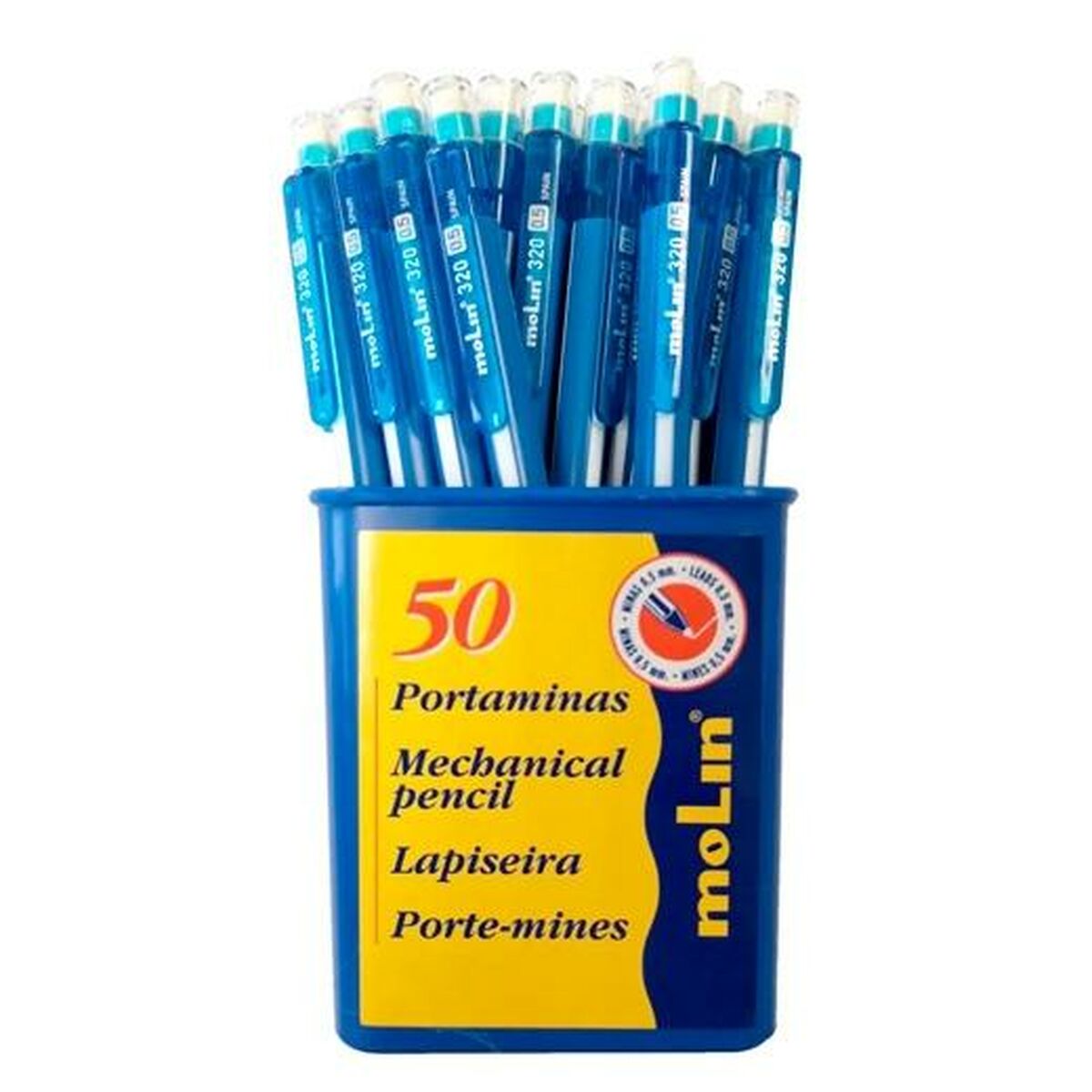 Mechanical pencil set Molin Blue 0,5 mm (50 Pieces) Mechanical pencil set Molin Blue 0,5 mm (50 Pieces)