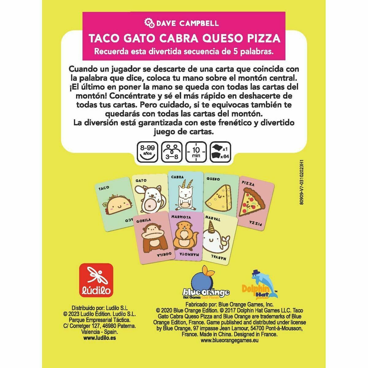 Educational Game LÃºdilo Taco, Gato, Cabra, Queso, Pizza