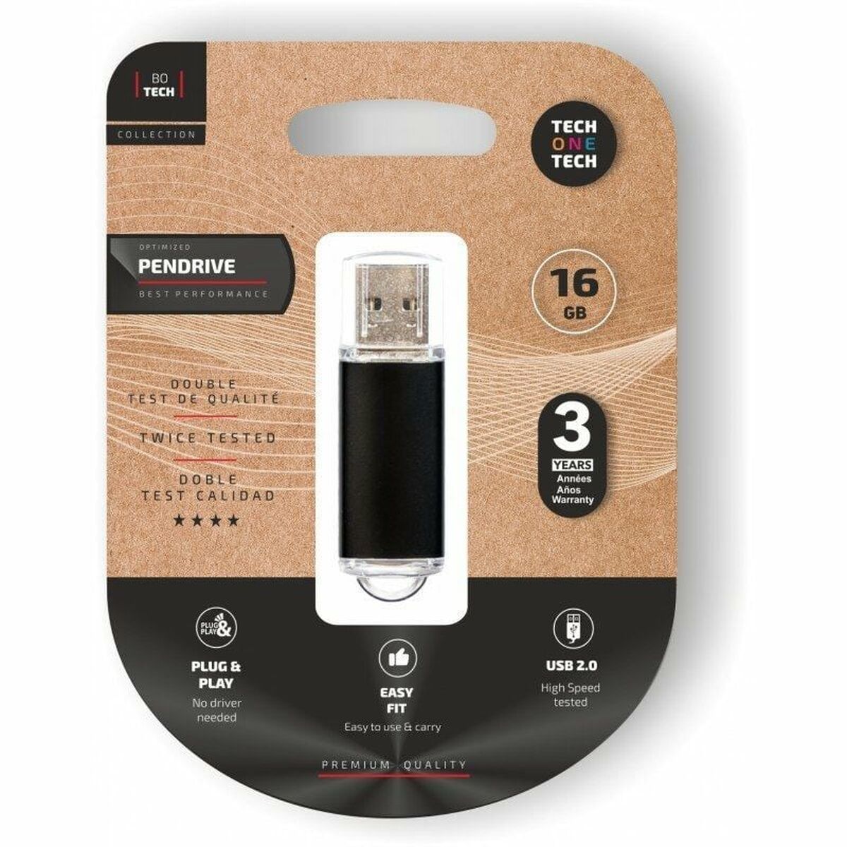 Pendrive Tech One Tech TEC3006-16 16 GB Black Pendrive Tech One Tech TEC3006-16 16 GB Black