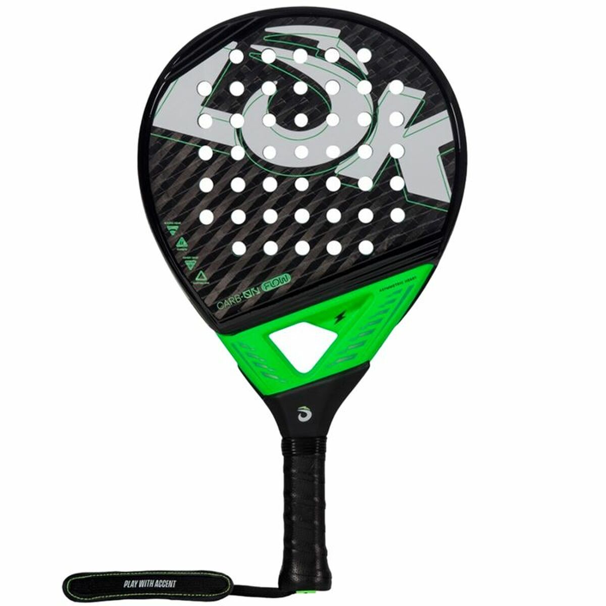 Padel Racket Lok Sports Carb-On Flow Black Lime green Padel Racket Lok Sports Carb-On Flow Black Lime green